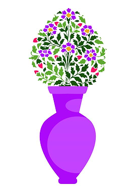 Purple Vase with Floral Arrangement