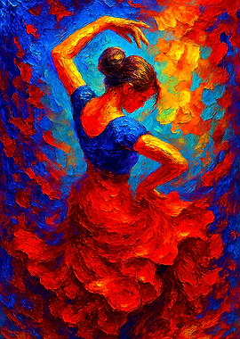 Flamenco Dancer Abstract Painting