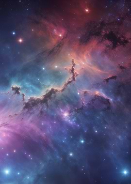 Colorful purple and blue Nebula with Stars
