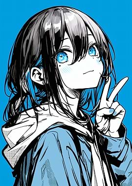 Anime Girl with Peace Sign