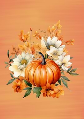 Pumpkin and Floral Autumn Arrangement