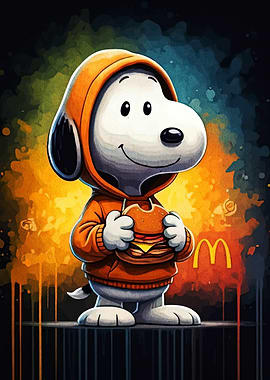 Snoopy with Burger and Hoodie