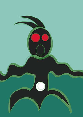 Abstract Figure with Red Eyes