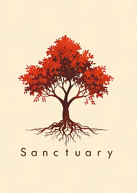 Sanctuary Tree with Red Leaves