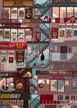 Japanese Street Pixel Art