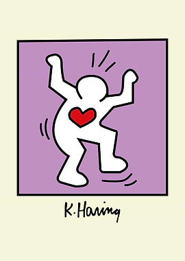 Keith Haring Figure with Heart