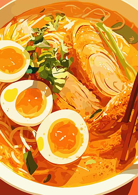Delicious Ramen Bowl Illustration