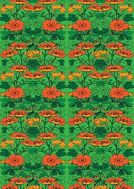 Floral Pattern with Orange and Yellow Flowers