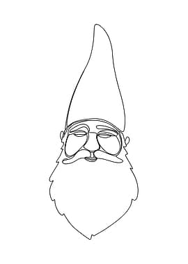 Minimalist Gnome Line Art