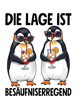 Penguins with cocktails and sunglasses