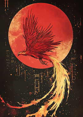 Phoenix Rising Red Moon