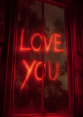 Love You Red Window