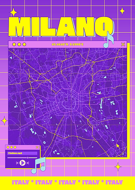 Milan Map Retro Aesthetic