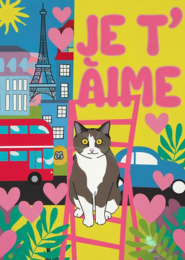 Je T'aime Cat Pop Art