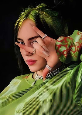 Billie Eilish Portrait with Green Hair