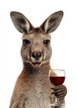 Kangaroo with Wine Glass