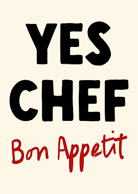Yes Chef Bon Appetit Text Art