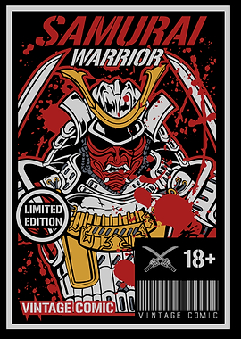 Samurai Warrior Vintage Comic Art