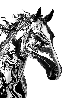 Abstract Black and White Horse Portrait