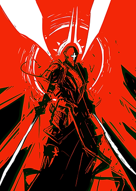Red and Black Armored Warrior