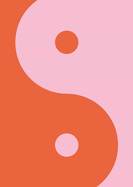 Pink and Orange Yin Yang Symbol