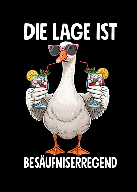 Funny Goose with Cocktails and Sunglasses