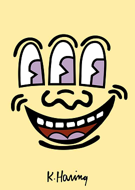 Three-Eyed Smiling Face by K. Haring