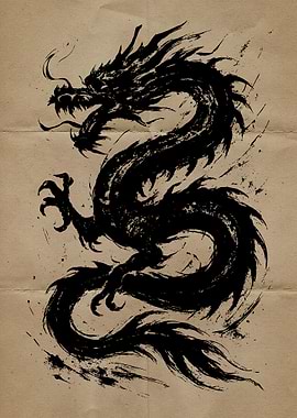 Dragon's Fury Ink Illustration