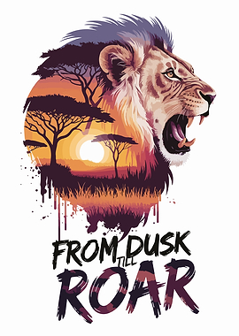 Lion Roar Dusk Graphic Art
