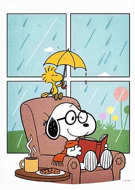 Snoopy and Woodstock Rainy Day Reading