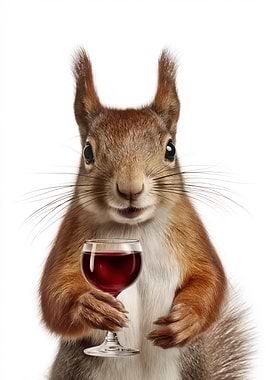 Squirrel with Wine Glass