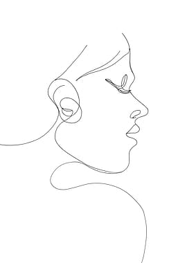 Minimalist Woman Face Portrait Line Art