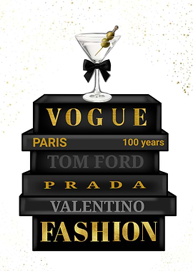 Fashion Books and Martini Illustration