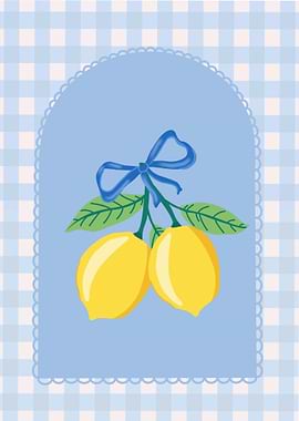 Lemons with Blue Bow Illustration