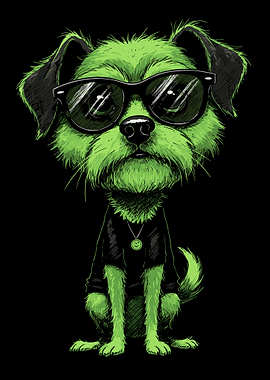 Green Dog with Sunglasses