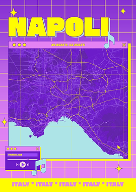 Napoli Map Retro Aesthetic