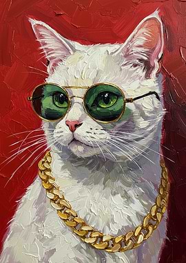 Cool Cat with Sunglasses and Chain