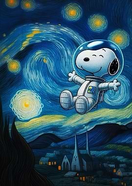 Snoopy Astronaut Starry Night