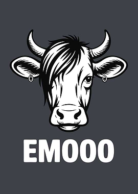 Emo Cow Pun Funny Animal