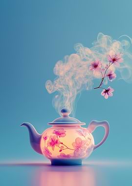 A traditional teapot with steam rising from its spout