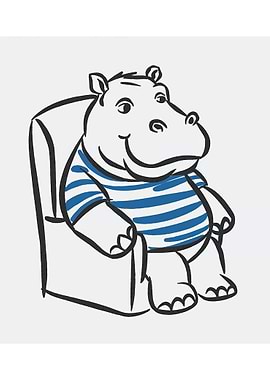 Cartoon Hippo in Chair