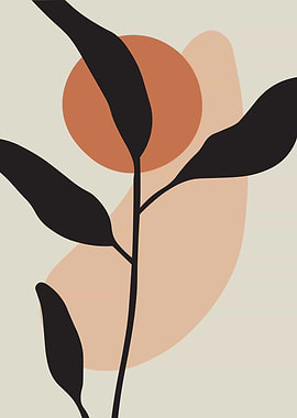 Minimalist Plant Art with Geometric Shapes