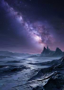 Milky Way over Alien Landscape