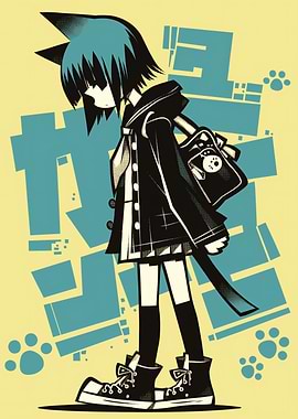 Anime Cat Girl with School Bag