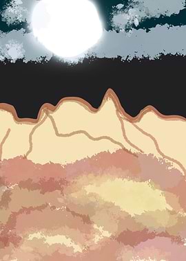 Night Landscape with Moon