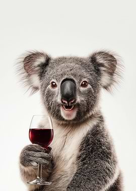 Koala with Wine Glass