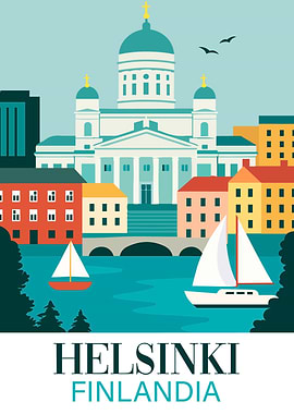 Helsinki, Finland Travel Poster