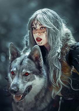 Woman with Wolf