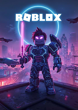 Roblox Cyberpunk Warrior on Rooftop