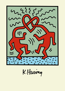 Keith Haring Dancing Figures with Heart
